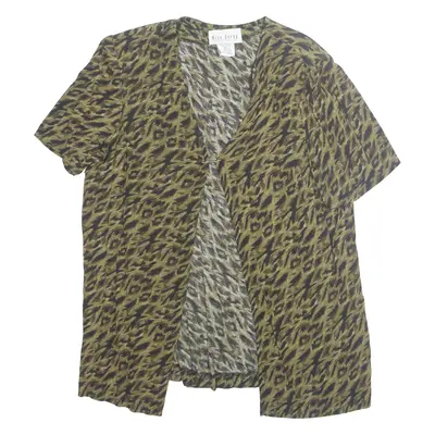 MISS DORBY Open Womens Printed Top Green Animal Print L