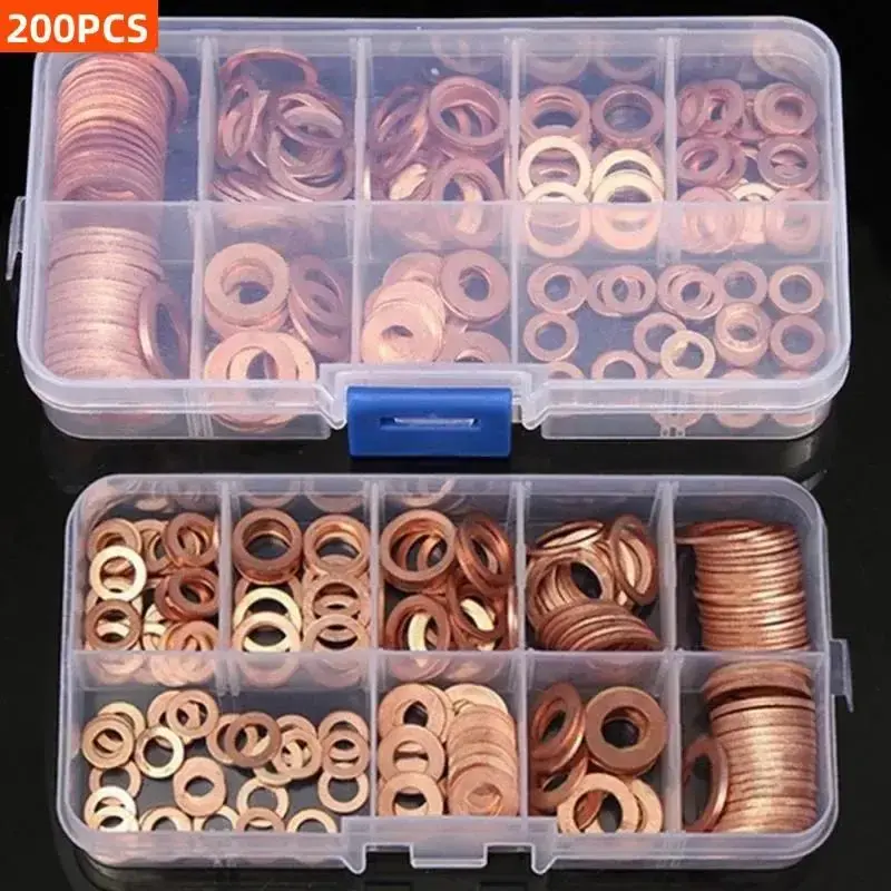 Copper Flat Washer, O-shaped Sealing Washer, Oil Seal Gasket, Flat Washer for Car Engine, Auto Parts