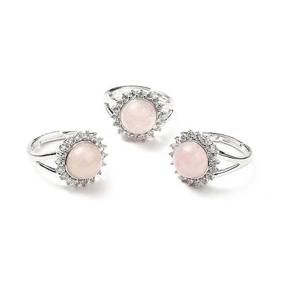 Natural Rose Quartz Adjustable Rings