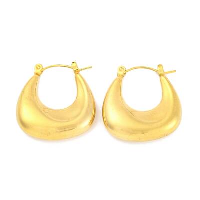 Teardrop Ion Plating(IP) 304 Stainless Steel Hoop Earring