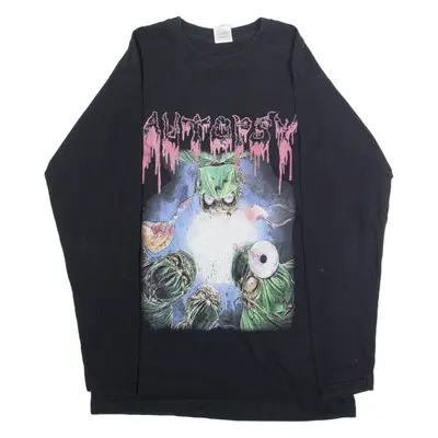 FRUIT OF THE LOOM Autopsy Mens Band T-Shirt Black Long Sleeve Crew Neck S