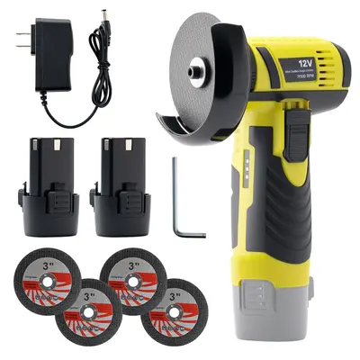 Brushless Electric Angle Grinder,2×1.5Ah Batteries,4 Grinding Discs,capable of Sanding,Polishing,Rust removal,Cutting,etc.Pr...