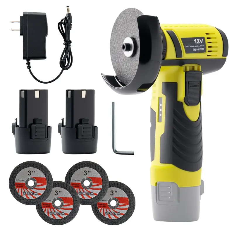 Brushless Electric Angle Grinder,2×1.5Ah Batteries,4 Grinding Discs,capable of Sanding,Polishing,Rust removal,Cutting,etc.Pr...