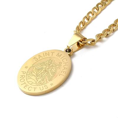 Oval with Angel Pendant Necklaces