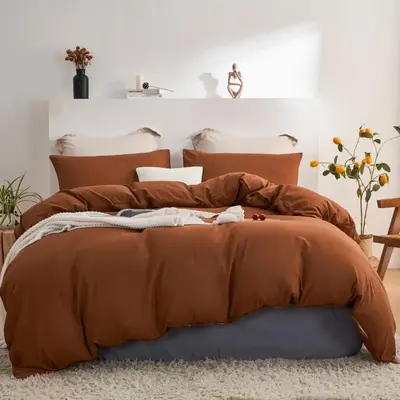 Solid Color Duvet Cover & Pillow Case Without Pillow Insert, Modern Brushed Thin Quilt Set With Duvet Insert, Soft Square Bed...