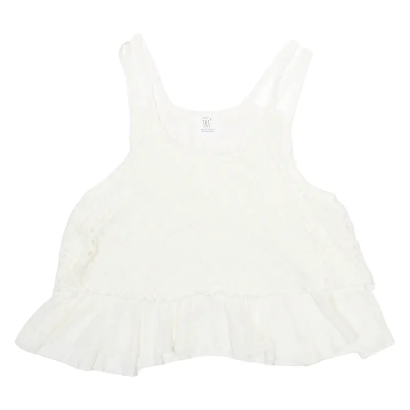 ZARA Womens Smock Vest White Sleeveless Argyle S