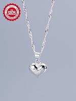 925 Sterling Silver Minimalist Temperament Heart Charm Decor Adjustable Pendant Necklace, Mother's Day Gift, New Fashion All-...