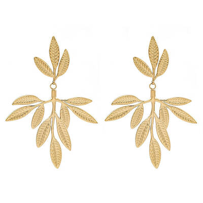 304 Stainless Steel Leaf Theme Stud Earrings For Women
