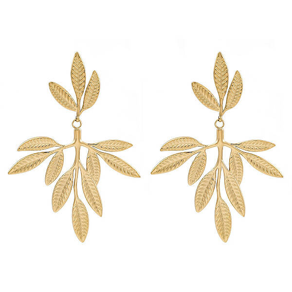 304 Stainless Steel Leaf Theme Stud Earrings For Women