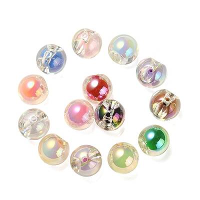 Transparent UV Plating Rainbow Iridescent Acrylic European Beads