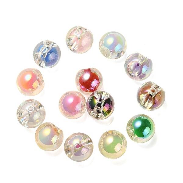 Transparent UV Plating Rainbow Iridescent Acrylic European Beads