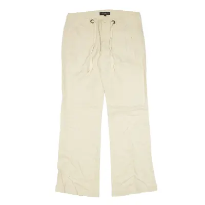 SANCTUARY Y2K Trousers Cream Relaxed Bootcut Linen Womens W31 L31