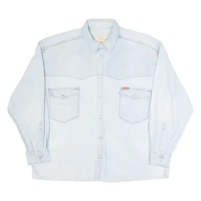 RIFLE Mens Denim Shirt Blue Long Sleeve XL