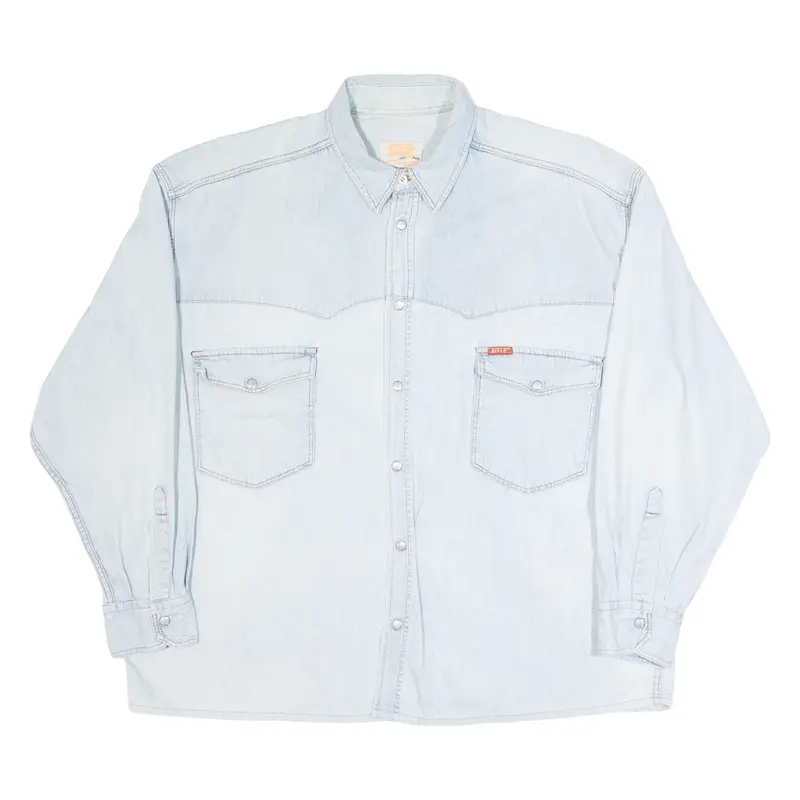 RIFLE Mens Denim Shirt Blue Long Sleeve XL
