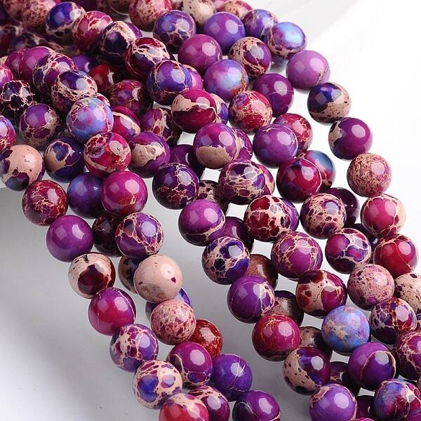 Dyed & Heated Natural Imperial Jasper Round Bead Strands