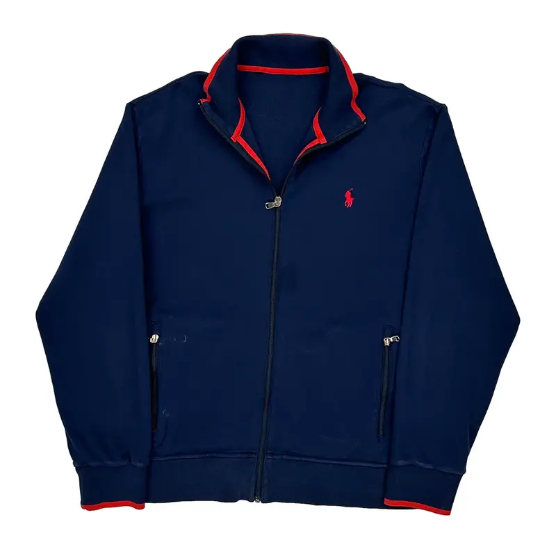 Ralph Lauren Zip Up - Large Navy Cotton Blend