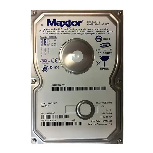 5A320J0-0818E6 Maxtor MaXLine II 320GB 5400RPM IDE Ultra ATA/133 (ATA-7) 2MB Cache 3.5-Inch Hard Drive
