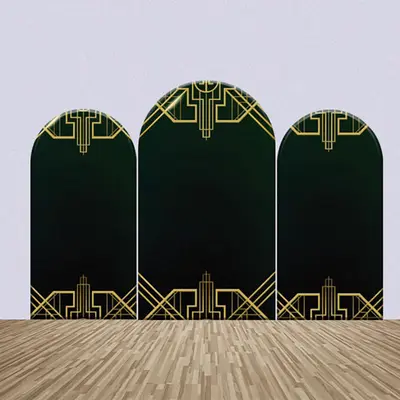 Black Golden Lines Simple Birthday Arch Backdrop Kit - Aperturee