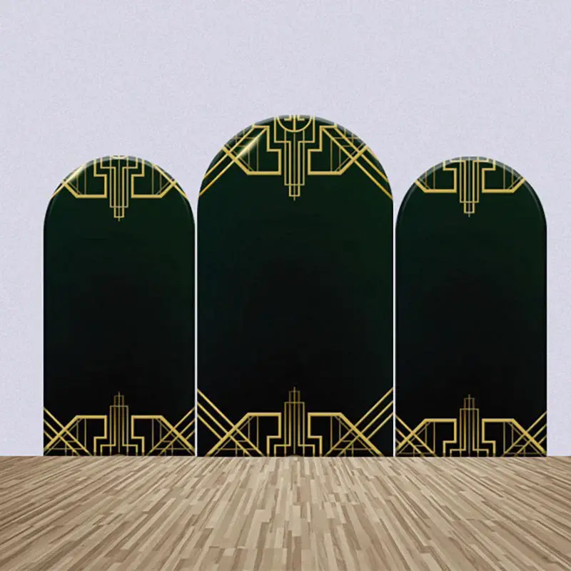 Black Golden Lines Simple Birthday Arch Backdrop Kit - Aperturee
