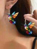 Hummingbird Design 2d Acrylic Dangle Earrings, Earrings for Women, Fashion Jewelry for Party, Daily Clothing Decor, Trendy Al...