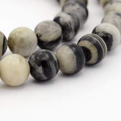 Natural Zebra Jasper Round Bead Strands