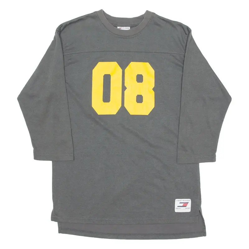 TOMMY HILFIGER Boys T-Shirt Grey 3/4 Sleeve Crew Neck L