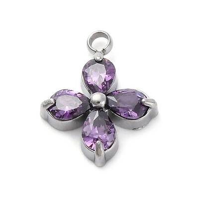 304 Stainless Steel Micro Pave Cubic Zirconia Pendants