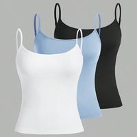 3pcs Women's Classic Spaghetti Strap Tank Top Set - Solid Colors, Soft Stretchy Fabric, Perfect for Everyday Wear,tanktopWome...