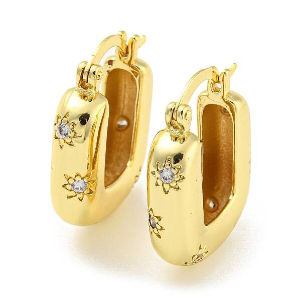 Rack Plating Brass Micro Pave Cubic Zirconia Hoop Earrings