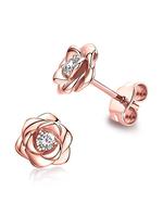 Flower Design Stud Earrings (1 Pair), Rhinestone Decor Stud Earrings for Women for Party, Daily Clothing Decor, Trendy Weddin...