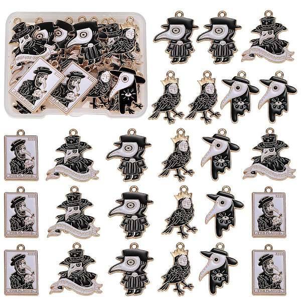 25Pcs 5 Style Alloy Enamel Pendants