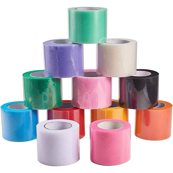 BENECREAT 12 Roll 300 Yards/900FT Rainbow Tulle Fabric Rolls Netting Fabric 2\
