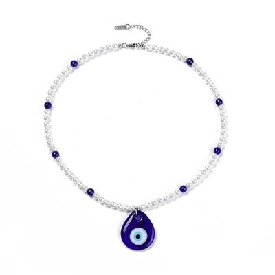 Lampwork Teardrop with Evil Eye Pendant Necklaces