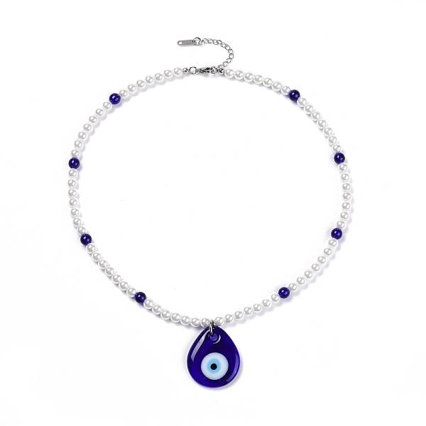 Lampwork Teardrop with Evil Eye Pendant Necklaces