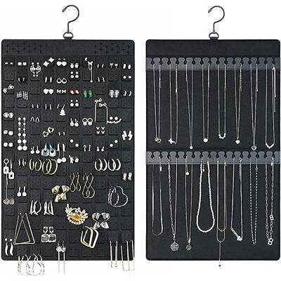 Felt Double Sided Hanging Jewelry Rolls for Earrings Necklaces Bracelets