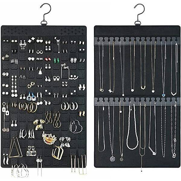 Felt Double Sided Hanging Jewelry Rolls for Earrings Necklaces Bracelets