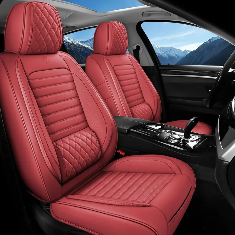 GEE YAN Car Seat Covers Universal Waterproof Leather Seat Covers for Cars,Front Seat Cushions Fit for Most Cars SUV Pick-up T...