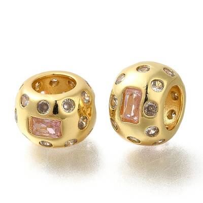 Brass Micro Pave Cubic Zirconia Beads