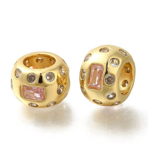 Brass Micro Pave Cubic Zirconia Beads