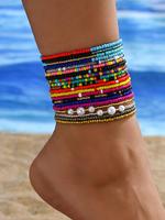 Boho Style Beaded Anklet, Fashionable Colorful Beaded Anklet for Women & Girls, Casual Trendy Accessories for Party, Daily De...