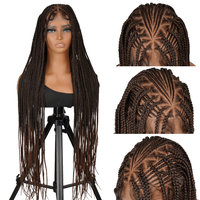 SuperNova T1B/30 36” Special Top Design Full Lace Box Braided Wig - Handmade Premium Synthetic Fiber | Lightweight & Comfor...