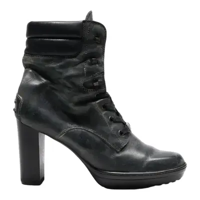 TODS Heeled Lace-Up Boots Black Leather Womens UK 6.5