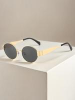 Vintage Oval Frame Tinted Lens Sunglasses, Trendy Sunglasses for Everyday Use, Fashion Accessories for Outdoor Activities