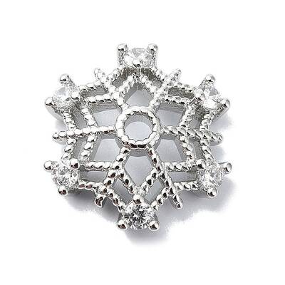 Rack Plating Brass Micro Pave Clear Cubic Zirconia Bead Cap