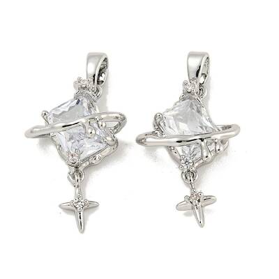 Brass Micro Pave Clear Cubic Zirconia Pendants