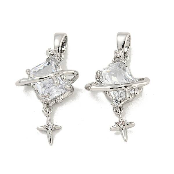 Brass Micro Pave Clear Cubic Zirconia Pendants