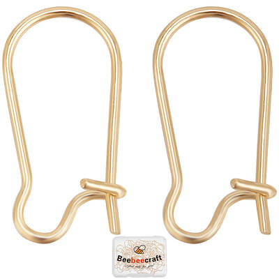Beebeecraft 1 Box 50Pcs Hoop Earring Findings 14K Gold Plated Brass 0.7mm Pin Wine Glass Charm Rings Ear Wires for Jewellery ...