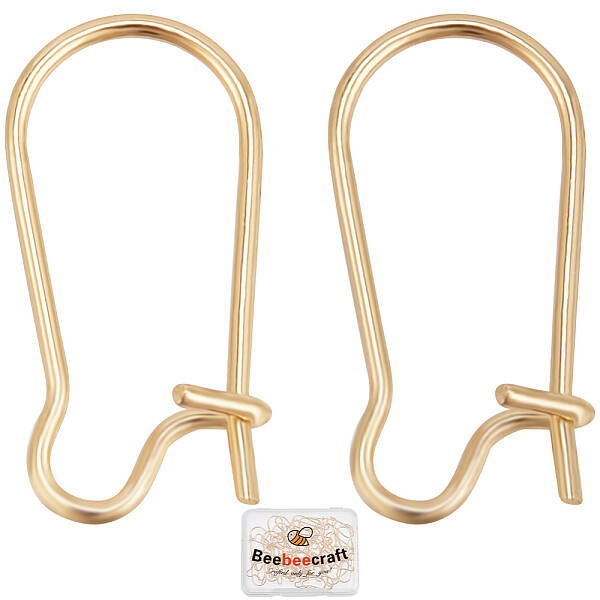Beebeecraft 1 Box 50Pcs Hoop Earring Findings 14K Gold Plated Brass 0.7mm Pin Wine Glass Charm Rings Ear Wires for Jewellery ...