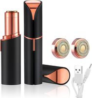 Women's Painless Electric Facial Hair Removal Mini Travel Razor - Stainless Steel & Gold Plated LED Light for Precision Hair ...