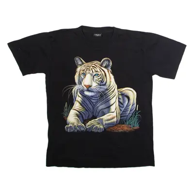OTHER TEE Snow Tiger Mens T-Shirt Black 90s Crew Neck M